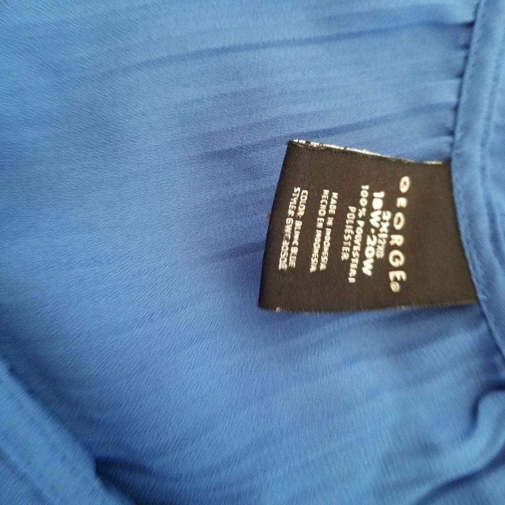 George Blue Ruffled Sheer Blouse - Picture 3 of 4